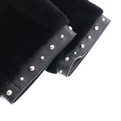 Hermes 24aw Lamb Mouton Fur Studded Leather Jacket 4h1242d5 Black 36