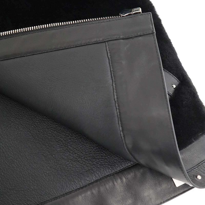 Hermes 24aw Lamb Mouton Fur Studded Leather Jacket 4h1242d5 Black 36