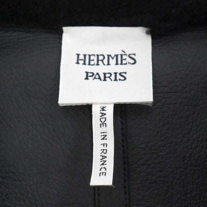Hermes 24aw Lamb Mouton Fur Studded Leather Jacket 4h1242d5 Black 36