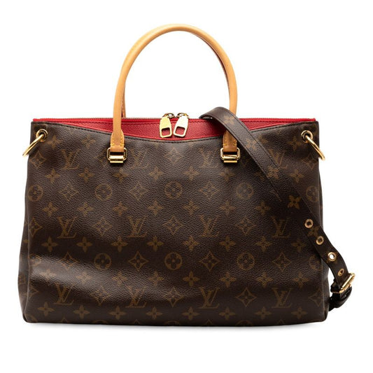 Louis Vuitton Monogram Pallas Handbag Shoulder Bag 2WAY M41175 Threes Red Brown