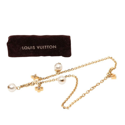 Louis Vuitton Pendant Charmy Pearl Monogram Flower M75443 Gold Plated Ladies