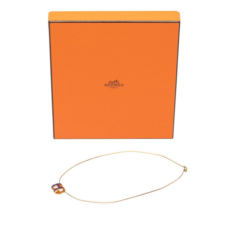 Hermes Pop H Pop Ash Pendant Necklace Choker Gold Purple Plated Ladies Hermes