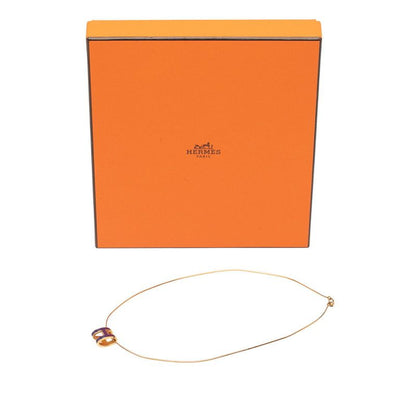 Hermes Pop H Pop Ash Pendant Necklace Choker Gold Purple Plated Ladies Hermes