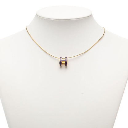 Hermes Pop H Pop Ash Pendant Necklace Choker Gold Purple Plated Ladies Hermes