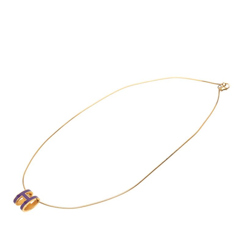 Hermes Pop H Pop Ash Pendant Necklace Choker Gold Purple Plated Ladies Hermes