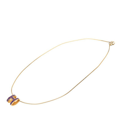 Hermes Pop H Pop Ash Pendant Necklace Choker Gold Purple Plated Ladies Hermes
