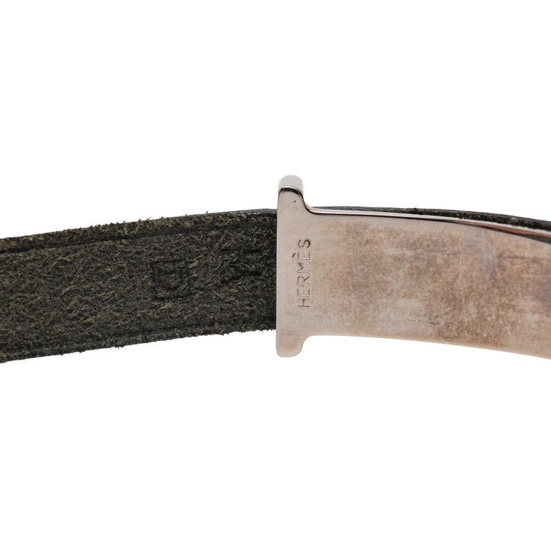 Hermes Api 2 Long Black Silver Leather Metal Women Hermes