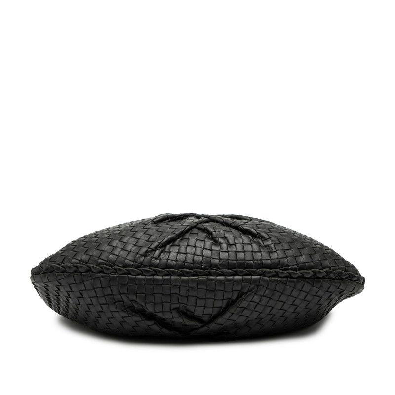 Bottega Veneta Intrecciato One Shoulder Bag Handbag Black Leather Women Bottega