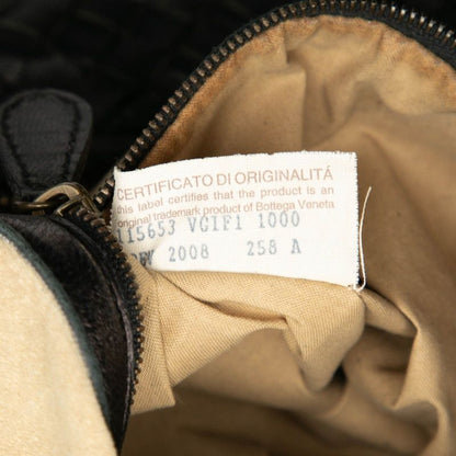 Bottega Veneta Intrecciato One Shoulder Bag Handbag Black Leather Women Bottega