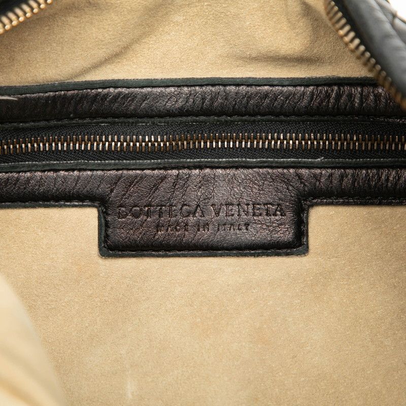 Bottega Veneta Intrecciato One Shoulder Bag Handbag Black Leather Women Bottega