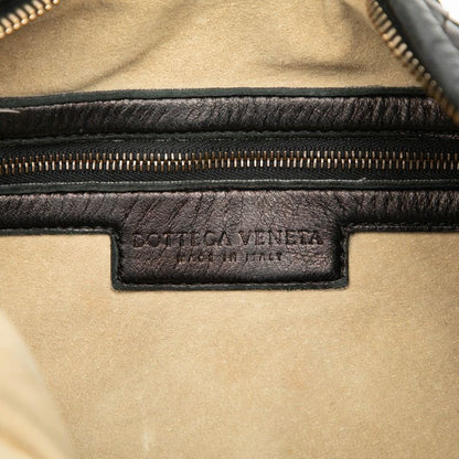 Bottega Veneta Intrecciato One Shoulder Bag Handbag Black Leather Women Bottega