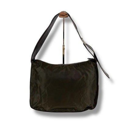 Prada Triangle Logo One Shoulder Bag Hobo Soho Tessuto Nylon Nappaleather Dark