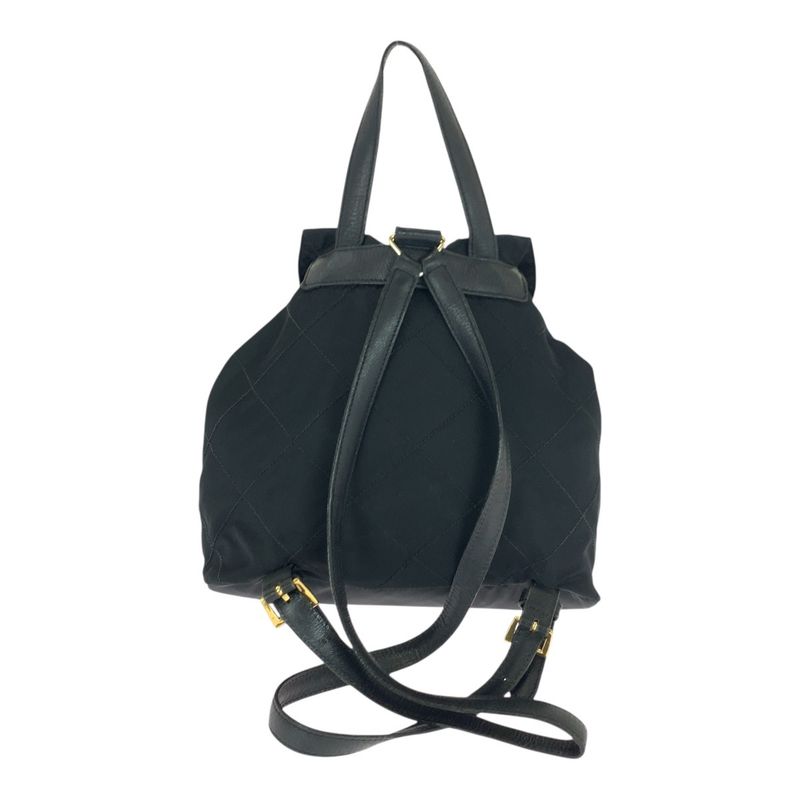 Prada Tessuto Quilted Triangle Logo Plate Black Gold Hardware Nylon/leather