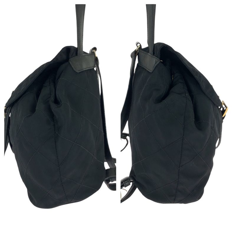 Prada Tessuto Quilted Triangle Logo Plate Black Gold Hardware Nylon/leather