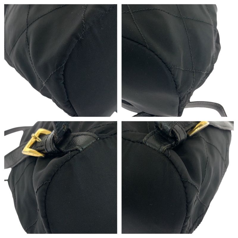 Prada Tessuto Quilted Triangle Logo Plate Black Gold Hardware Nylon/leather