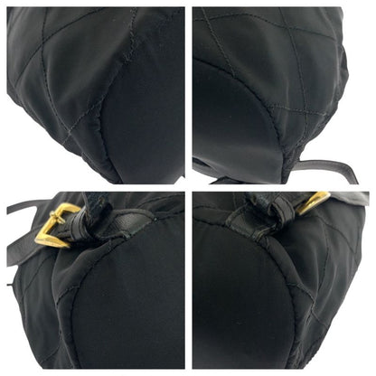 Prada Tessuto Quilted Triangle Logo Plate Black Gold Hardware Nylon/leather