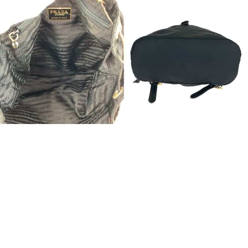 Prada Tessuto Quilted Triangle Logo Plate Black Gold Hardware Nylon/leather