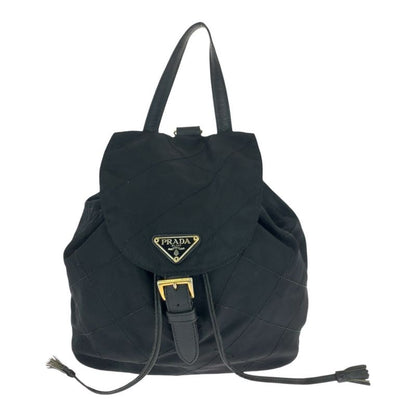 Prada Tessuto Quilted Triangle Logo Plate Black Gold Hardware Nylon/leather