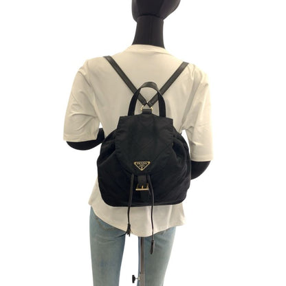 Prada Tessuto Quilted Triangle Logo Plate Black Gold Hardware Nylon/leather