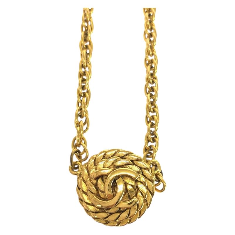 Chanel Vintage Coco Mark Gold Plated Necklace Pendant Ladies 505944