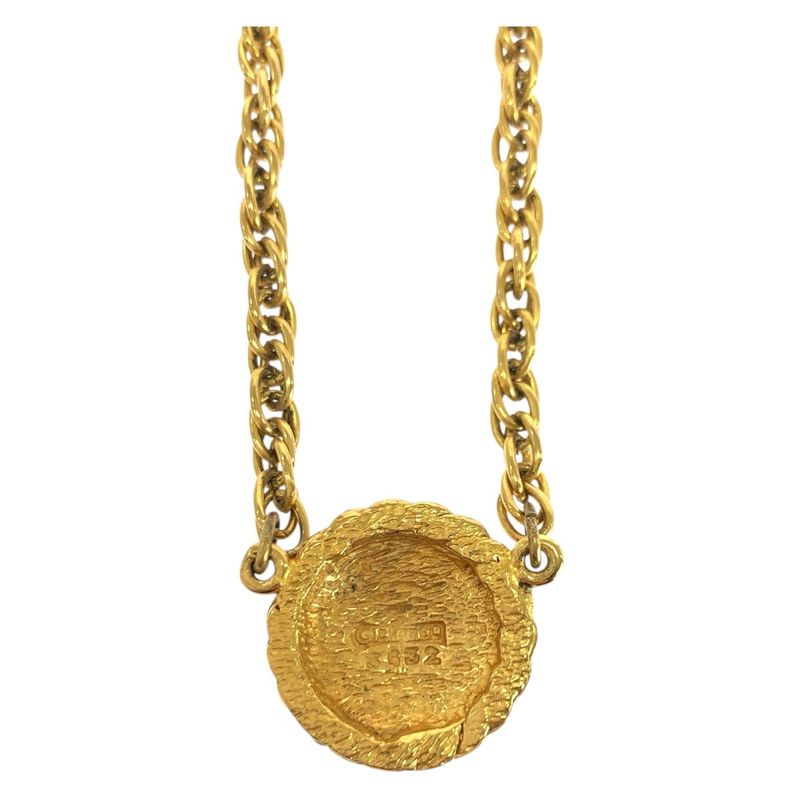 Chanel Vintage Coco Mark Gold Plated Necklace Pendant Ladies 505944