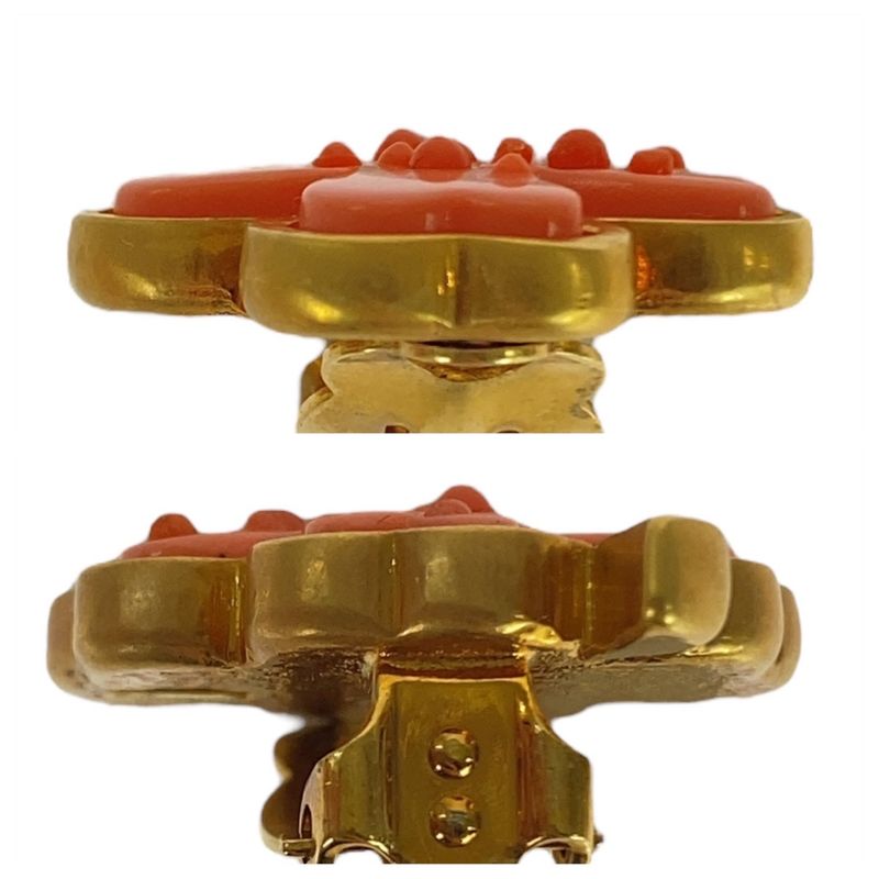 Chanel Clover Coco Mark Gold Pink Plated Earrings Ladies 506066