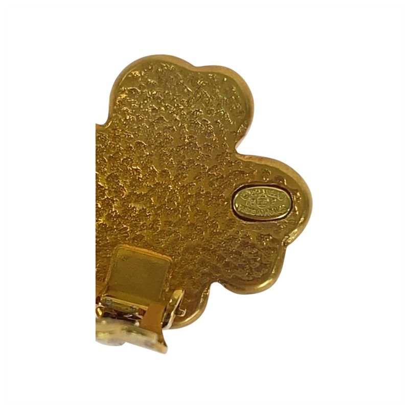 Chanel Clover Coco Mark Gold Pink Plated Earrings Ladies 506066