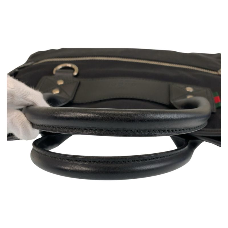 Gucci Sherry Line Black Silver Hardware Nylon/leather 246410 Business Bag