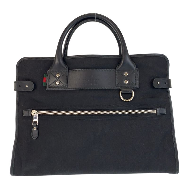 Gucci Sherry Line Black Silver Hardware Nylon/leather 246410 Business Bag