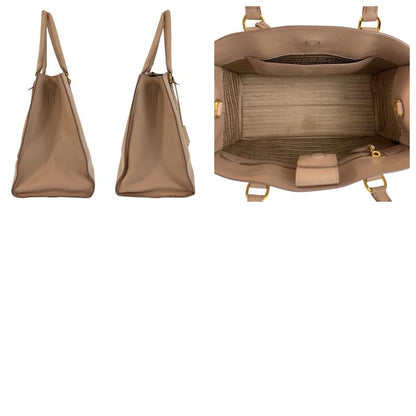 Prada Saffiano Pink Beige Gold Hardware Leather Tote Handbag Women 506018