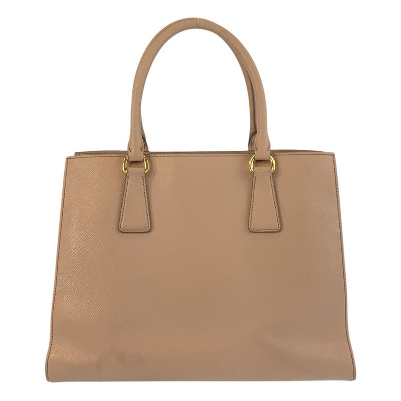 Prada Saffiano Pink Beige Gold Hardware Leather Tote Handbag Women 506018