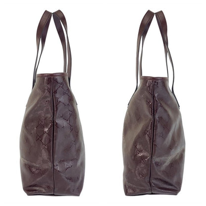 Gucci GG Imprime Purple Wine Red PVC 211137 Tote Bag Shoulder Bag Women 506019