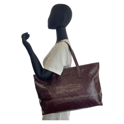 Gucci GG Imprime Purple Wine Red PVC 211137 Tote Bag Shoulder Bag Women 506019