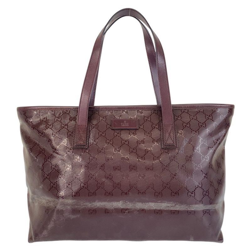 Gucci GG Imprime Purple Wine Red PVC 211137 Tote Bag Shoulder Bag Women 506019