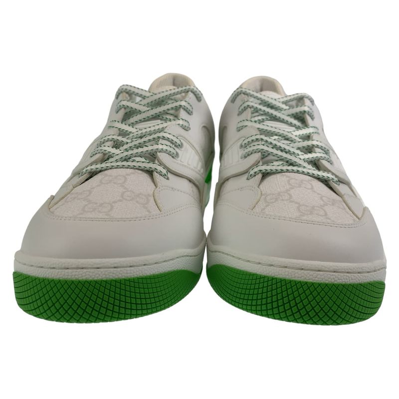 Gucci Basket GG Pattern Size 11 White Green Leather 700290 Sneakers Basket