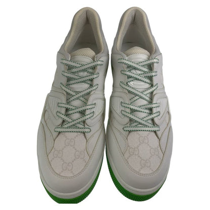 Gucci Basket GG Pattern Size 11 White Green Leather 700290 Sneakers Basket