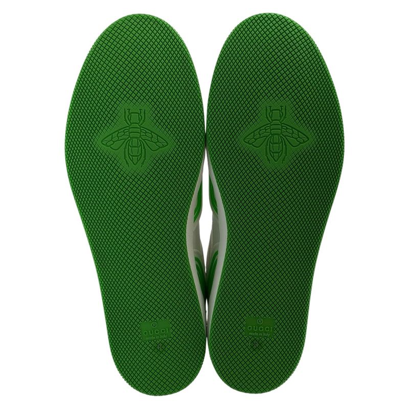 Gucci Basket GG Pattern Size 11 White Green Leather 700290 Sneakers Basket