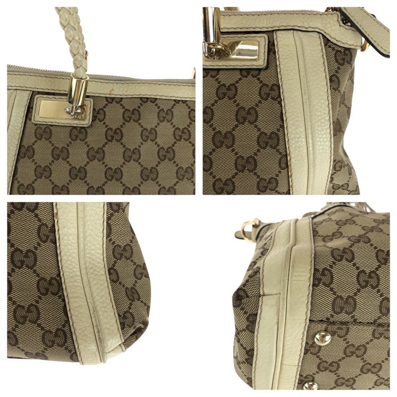 Gucci Bella Beige Ivory Gold Hardware GG Canvas 282300 Shoulder Bag Handbag
