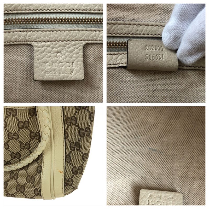 Gucci Bella Beige Ivory Gold Hardware GG Canvas 282300 Shoulder Bag Handbag