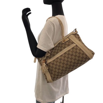 Gucci Bella Beige Ivory Gold Hardware GG Canvas 282300 Shoulder Bag Handbag