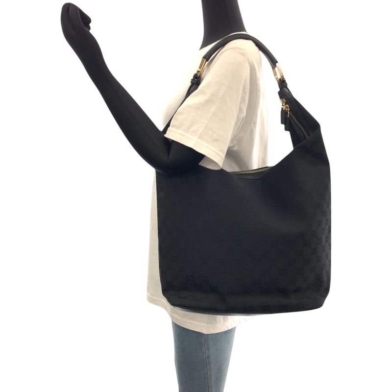 Gucci Black Gold Hardware GG Canvas 001 42870 Hobo Shoulder Bag Shoulder Women
