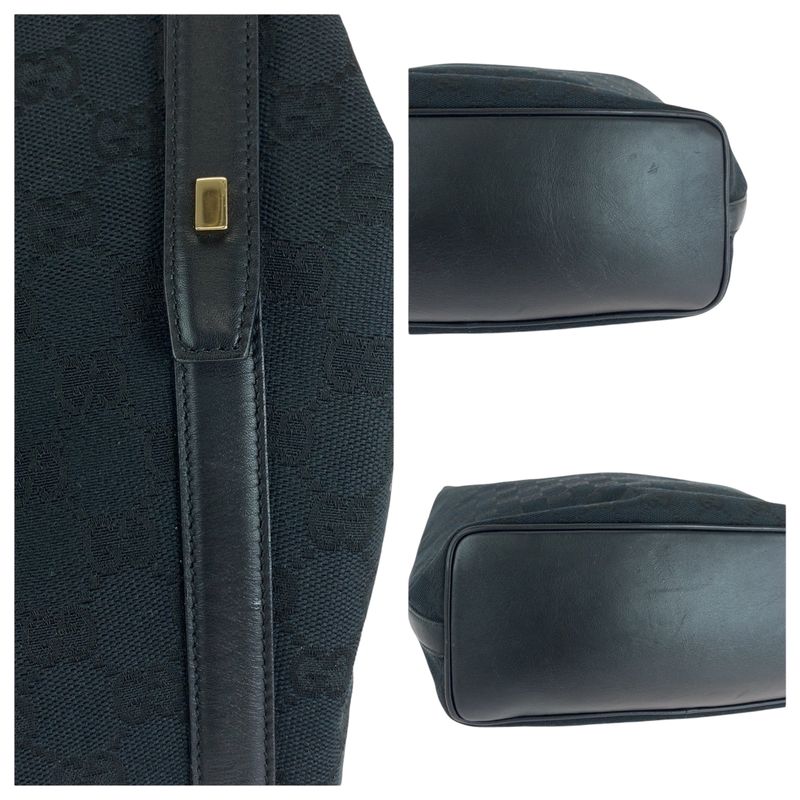 Gucci Black Gold Hardware GG Canvas 001 42870 Hobo Shoulder Bag Shoulder Women