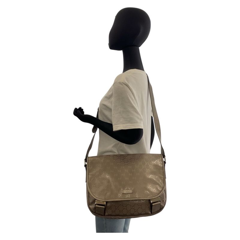 Gucci GG Imprime Metallic Brown Silver Hardware PVC 201732 Shoulder Bag