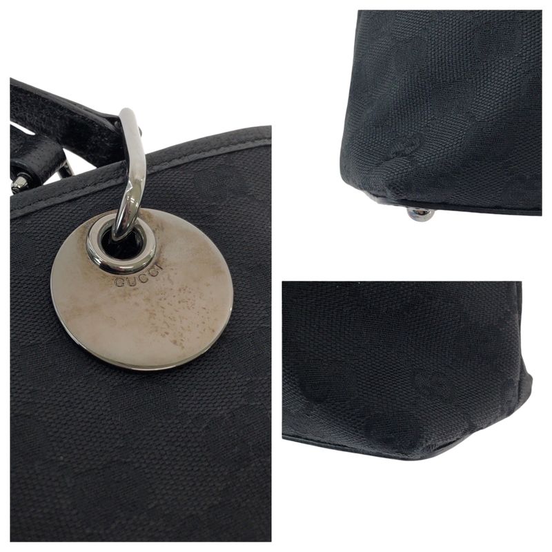 Gucci Black Silver Hardware GG Canvas 120837 Tote Bag Shoulder Bag Women 506031