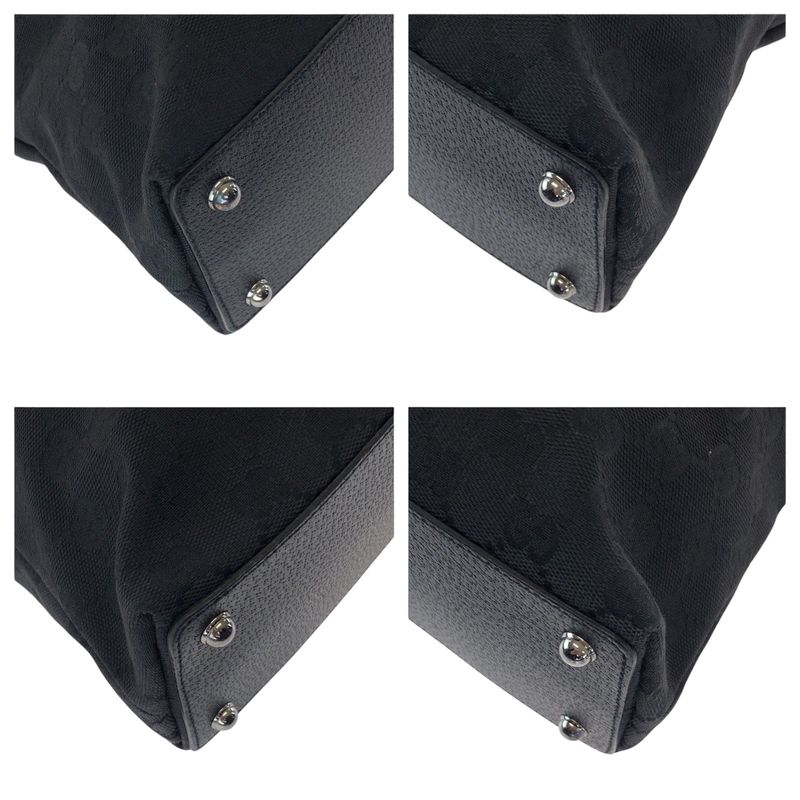 Gucci Black Silver Hardware GG Canvas 120837 Tote Bag Shoulder Bag Women 506031