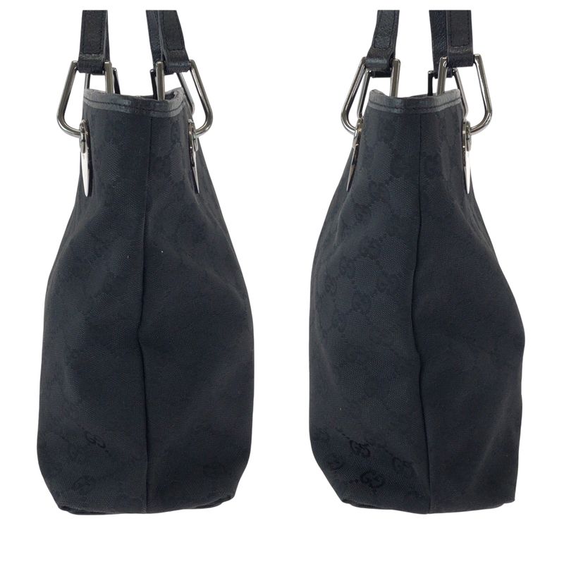 Gucci Black Silver Hardware GG Canvas 120837 Tote Bag Shoulder Bag Women 506031