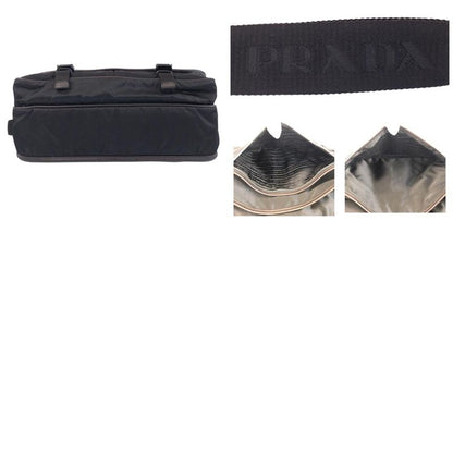 Prada Tessuto Triangle Logo Plate Black Silver Hardware Shoulder Bag Messenger