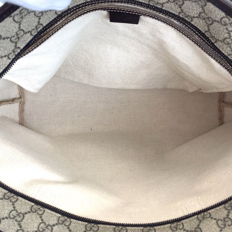 Gucci Beige Brown GG Supreme Canvas/leather 211137 Tote Bag Shoulder Bag Women