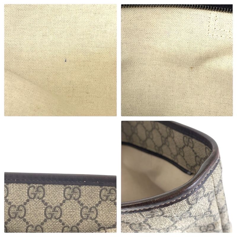 Gucci Beige Brown GG Supreme Canvas/leather 211137 Tote Bag Shoulder Bag Women