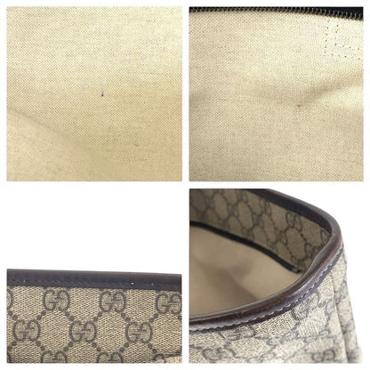 Gucci Beige Brown GG Supreme Canvas/leather 211137 Tote Bag Shoulder Bag Women